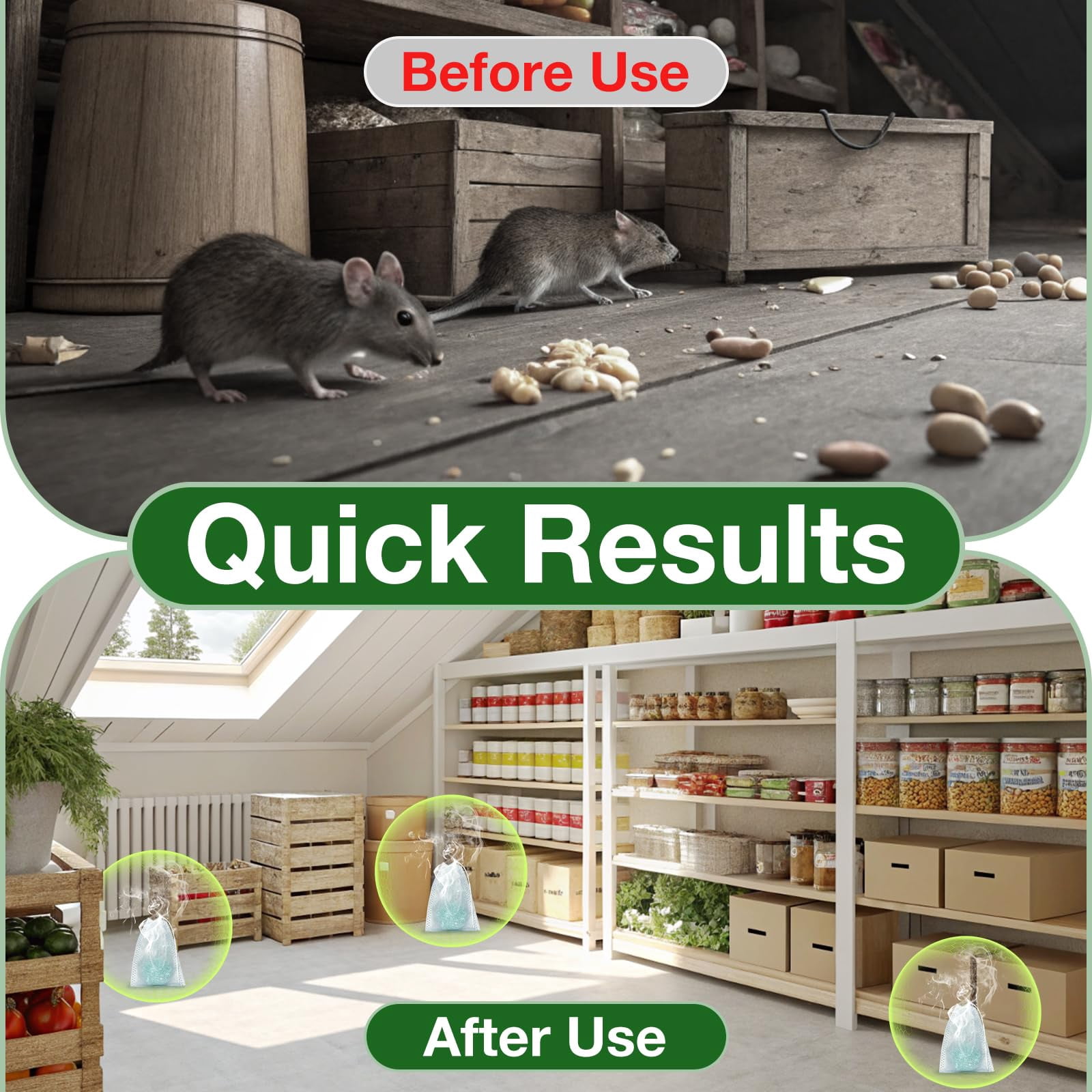 MouseRodentRepellent, 30 Pack Peppermint Oil Mouse Traps for Rat Mice, Ant, Roach, Spider, Squirrel, Nature Mouse Deterrent for Indoor Outdoor Use, for Garden & Home, Family & Pet Safe