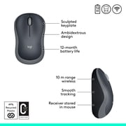 Logitech M185 Wireless Mouse, 2.4GHz with USB Mini Receiver, 12-Month Battery Life, 1000 DPI Optical Tracking, Ambidextrous, Swift Gray