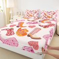 thumbnail image 3 of Homewish Fashion Cowgirl Hat Twin Sheet Sets for Kids, Western Tribal Boot Twin Fitted Sheet, Romantic Love Heart Flat Sheet, Ultra Soft Bedroom Decor, 3 Pieces, 3 of 7