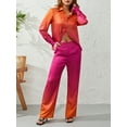 thumbnail image 6 of Seyurigaoka Women Spring Autumn 2 Pieces Set Long Sleeve Gradient Color Lapel Single Breasted Shirts + Long Pants Casual Office Lady Outfits, 6 of 9