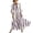 Purple, variant on Antinious Ladies V-Neck Stripe Print 3/4 Sleeve Bohemian Long Style Dress Soft Casual Wear