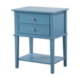 thumbnail image 2 of Homestock Neo-Classical Nostalgia Nightstand with Shelf - Dovetailed Drawers for Bedroom Storage, Stylish Nickel Hardware, Floor Mountable-Color:Teal, 2 of 7