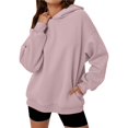 thumbnail image 3 of Womens Oversized Hoodies Comfy Sweatshirts Fall Fashion Outfits Casual Tops Fleece Clothes Lotus Root Pink Pink XXL, 3 of 6