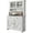 Woodgrain Gray, variant on Rugerasy Kitchen Pantry Cabinet with Microwave Stand, Tall Storage, Black