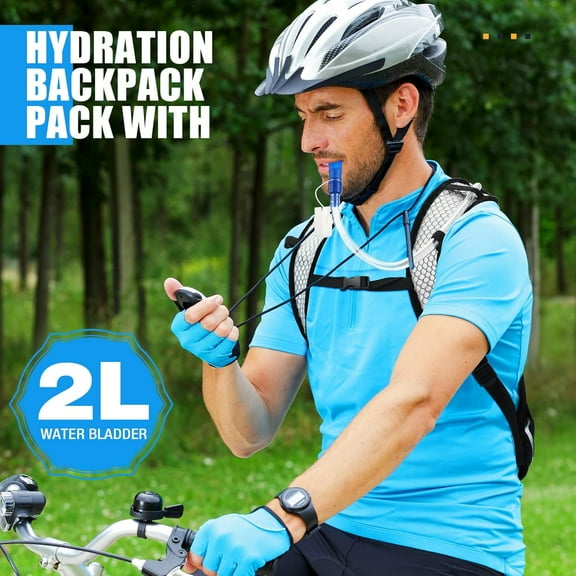 2 Pack Hydration Backpack with 2L Water Bladder for Hiking, Running, Cycling - Lightweight & Breathable