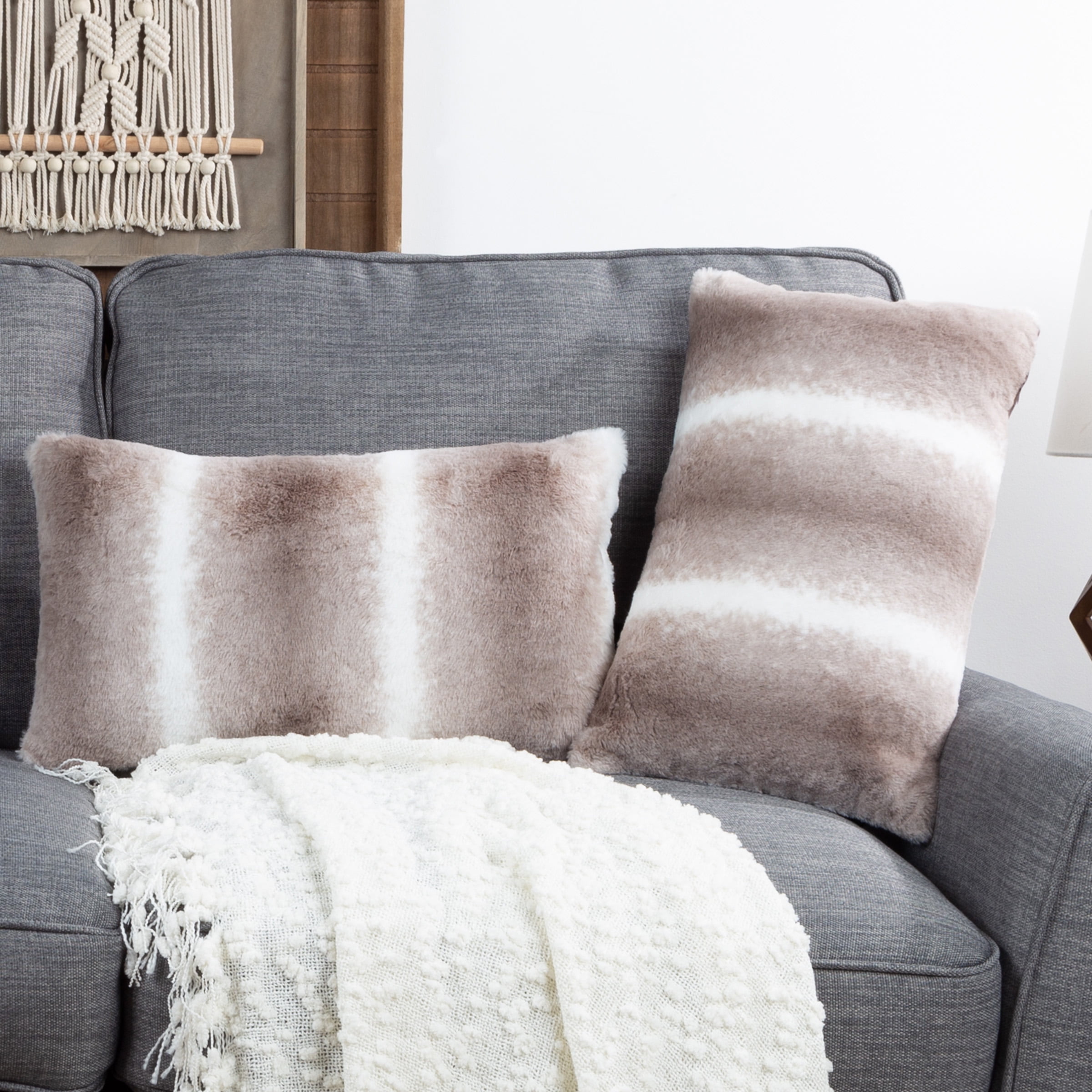 Somerset Home Faux Rabbit Fur Pillow Ãâ Set of 2 Lumbar Covers & Inserts - Walmart.com - Walmart.com
