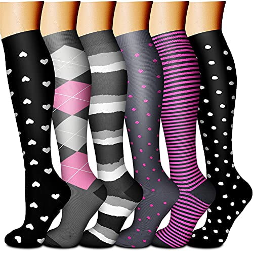 CHARMKING Compression Socks for Women & Men Circulation 6 Pairs 15-22 ...