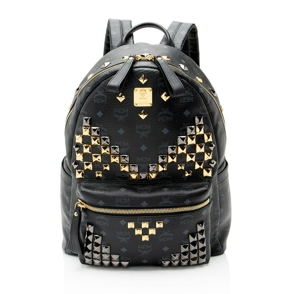 Pre-Owned MCM Visetos Studded Stark Medium Backpack