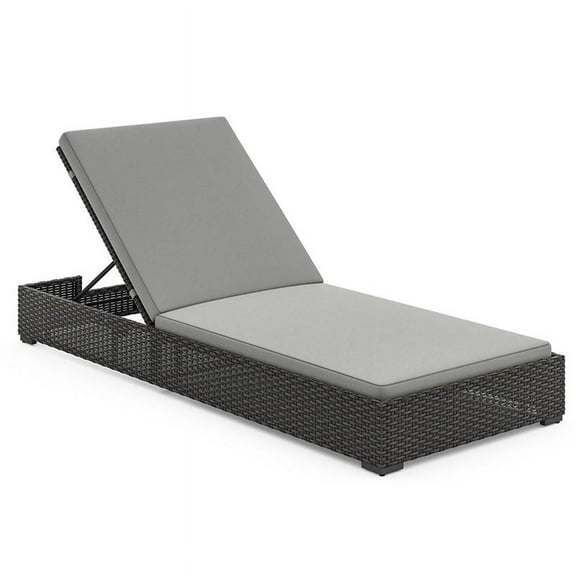 Pemberly Row Contemporary Brown Rattan Chaise Lounge