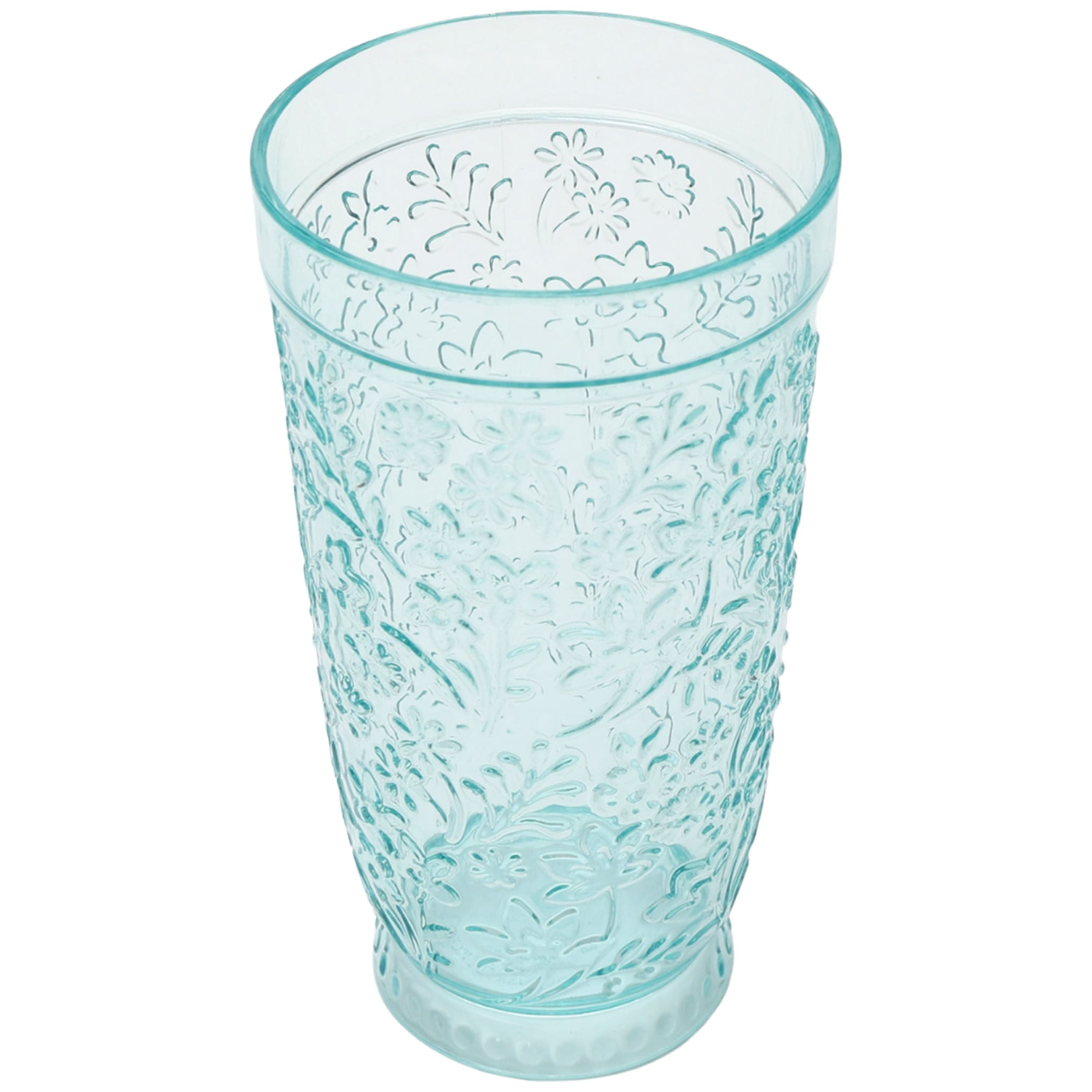 (2 pack) The Pioneer Woman 24-Ounce Embossed Tritan Ditsy Tall Tumbler, Teal