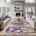 thumbnail image 3 of Large Area Rugs for Living Room Bedroom, Purple Iris 5'x8' Rug Washable Carpet Runner Indoor Outdoor, Spring Vintage Flowers Butterfly Leaves Khaki Non Slip Floor Mats Rug for Kitchen, Bathroom, 3 of 8
