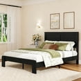 thumbnail image 2 of Queen Size Farmhouse Wooden Bed Frame with Headboard, Rustic Platform Bed with Silent Wood Slat System, No Box Spring Needed, Rustic Black, 2 of 6