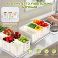 thumbnail image 2 of 2 Pack Fruit Storage Containers for Fridge, 3 & 6 Compartment Fruit Containers with Colanders & Leakproof Lids, BPA-Free, Keep Fruits, Vegetables, Berry, Meat Fresh Longer, 2 of 9