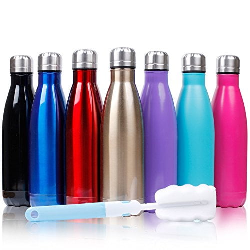 Double Wall Vacuum Reusable Water Bottles Leak Proof BPA-Free Sports Bottle Cup Keep Hot&Cold for Running Gym Workout Cycling Kids Sfee Insulated Water Bottle 17oz Stainless Steel Water Bottles 