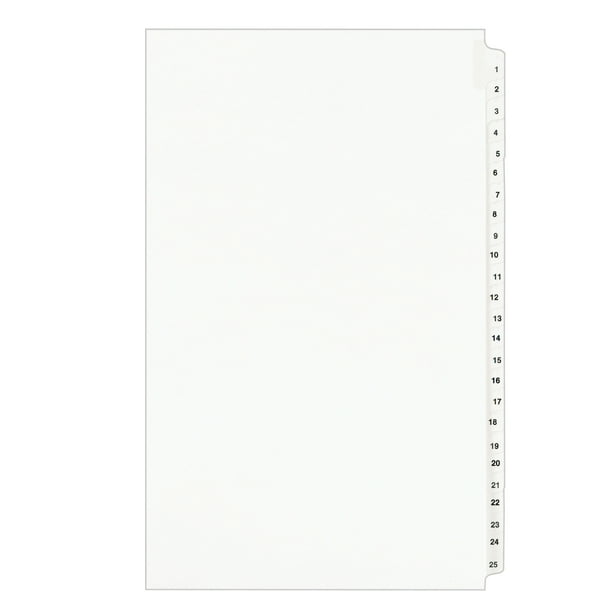 Avery Standard Collated Legal Dividers Avery Style, Legal Size, 125