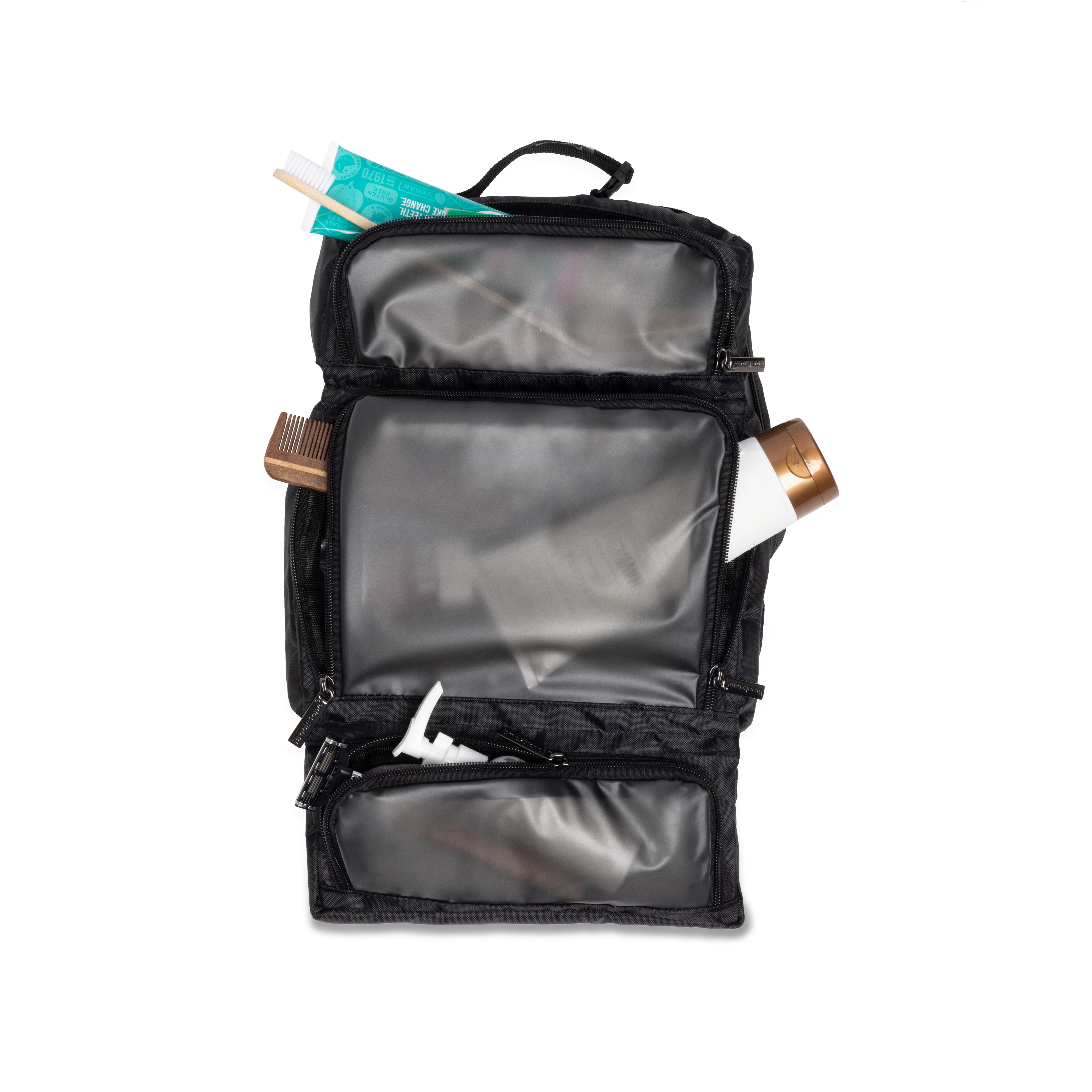 Brookstone Hanging Travel Toiletry Organizer Cube, Black