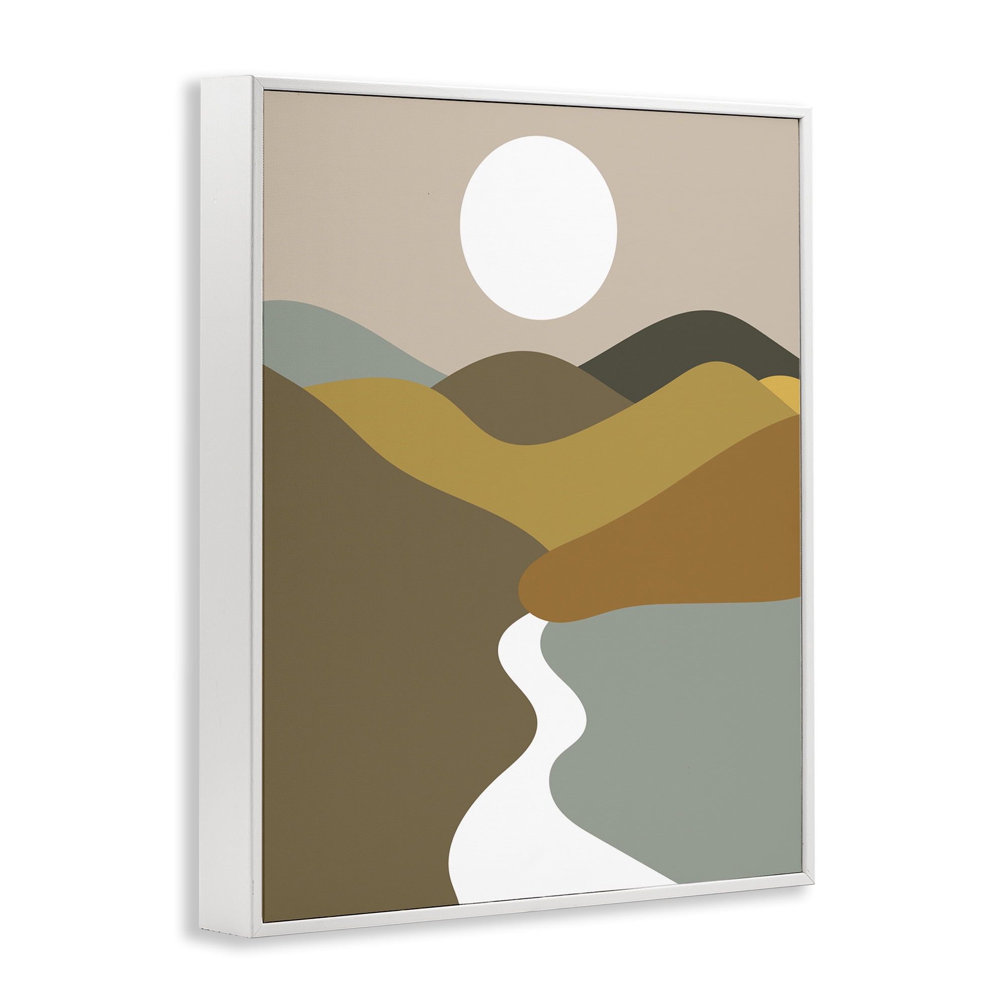 Stupell Industries River Towards Mountains Landscape Painting White Framed Art Print Wall Art, 16 x 20
