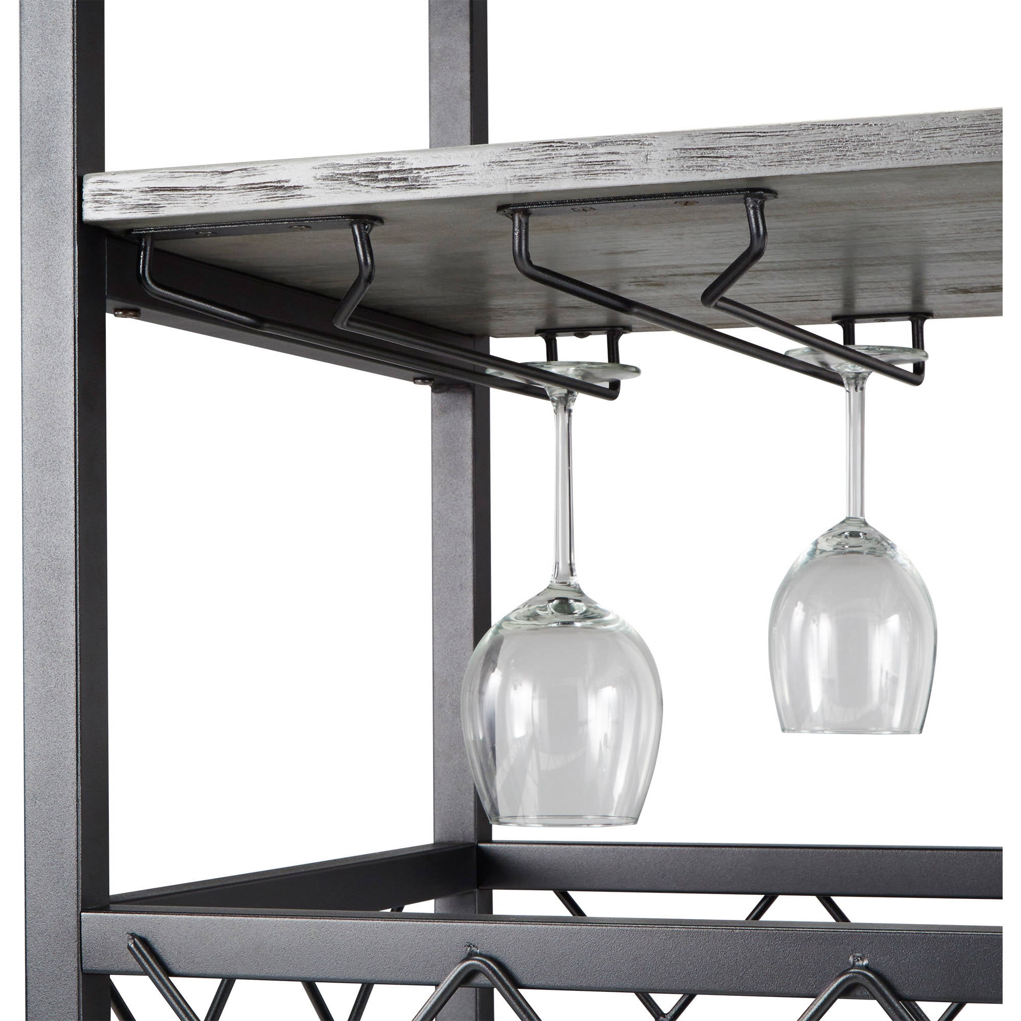 Weston Home Clayton Wood and Metal Bar Cart, Grey