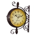 thumbnail image 4 of Reloj de pared de doble cara con adorno de , redondo, retro, decorativo, silencioso, para patio, oficina, sala de estar, cafetería, interior, 4 of 9