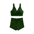 thumbnail image 2 of Women Bikini Set with Tie Side Boyshorts Two Piece Swimsuit High Waisted Bathing Suits Sexy Swimwear (Green, L), 2 of 2