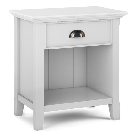 Simpli Home Acadian SOLID WOOD 24 inch Wide Bedside Nightstand Table in White