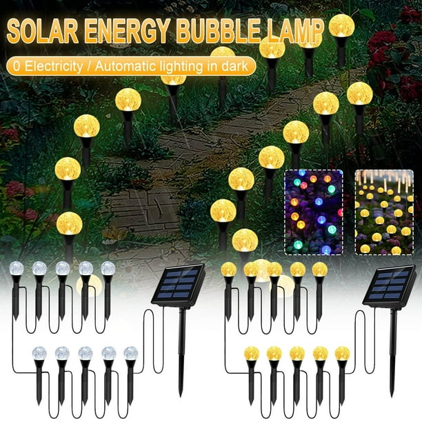 Cadena de Luces para Interiores, 1 Tira, 10 Luces Led Solares para Jardín, Cálidas, con Cambio de Color Rgb, para Decoración de Césped, Patio, Pasarelas y Patios. Cadena de Luces Solares para Exterio