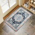 thumbnail image 4 of Bohemian Blue Floral Patterned Carpet Door Mat Welcome Door Mat for Front Door, Home Entrance, Yard, Floor, Patio, Non Slip Spring Summer Welcome Mat Indoor Outdoor Doormat 30"*17", 4 of 6