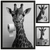 Giraffe Bathroom Decor, Wall Art, Farmhouse Photo Picture Set, 3pk, 8.5x11, TheNameStore