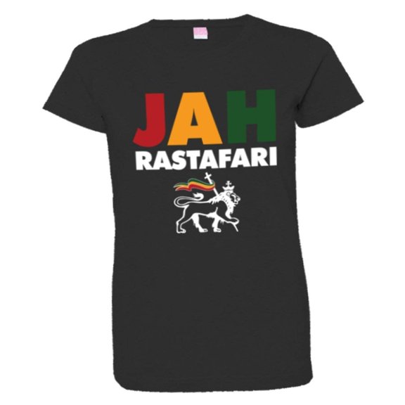 PleaseMeTees™ Womens Jah Mon Jamaica Rastafari Lion Ya HQ Tee