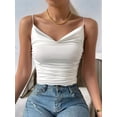 thumbnail image 6 of Women'S Silk Satin Camisole Cowl Neck Tank Top Silky Basic Tank Shirt White L, 6 of 9