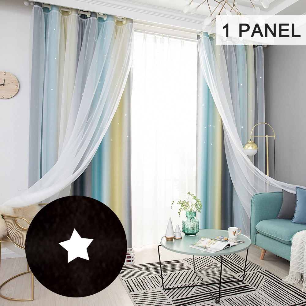 EDIONS 96" Star Curtains 2 Panels - Rainbow Ombre Blackout Curtains With Cut-Out Stars For Kids Room - View #5