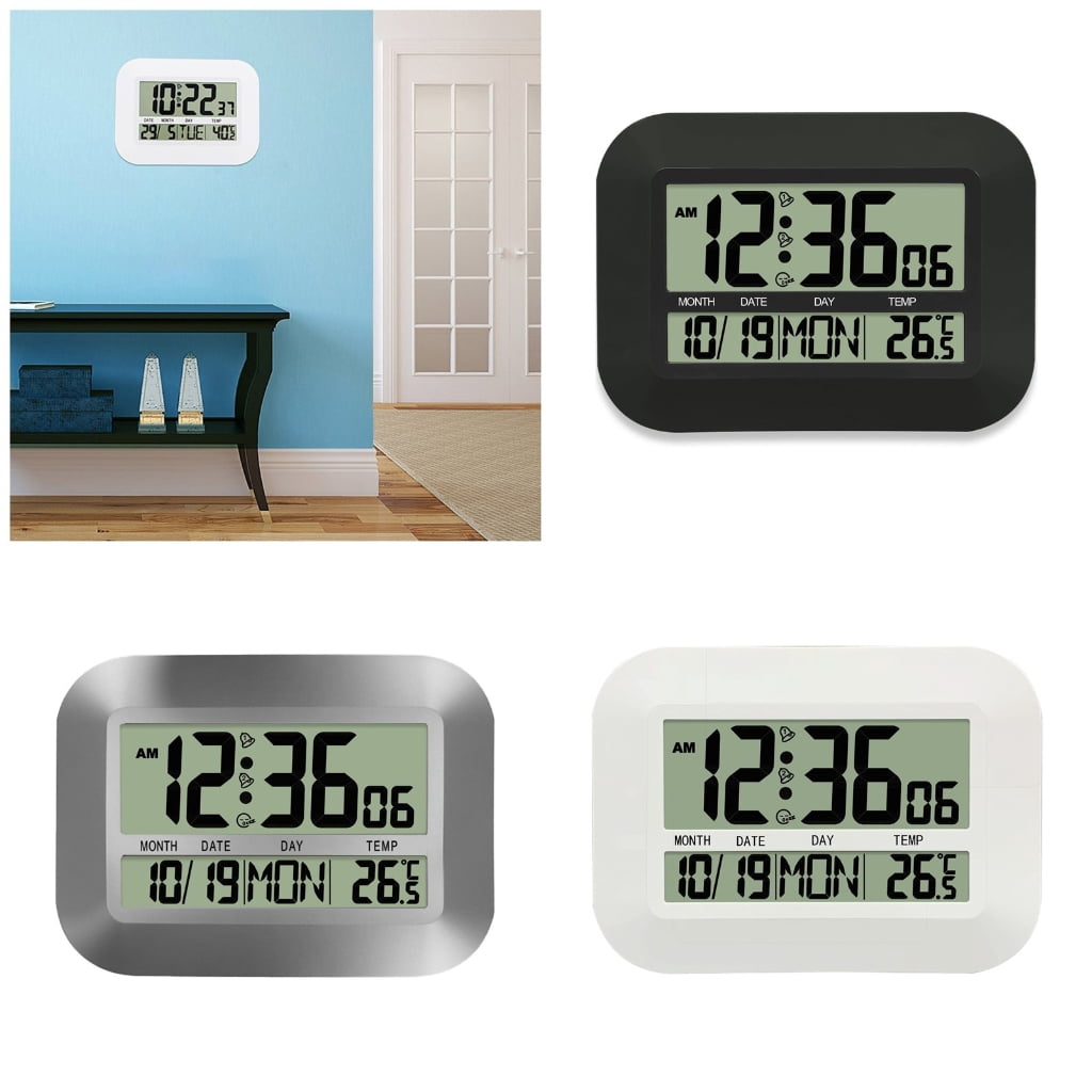 WINDLAND Digital Calendar Clock With Week Temperature Multiple Time Zone Setting Alarm Function For Office Living Room