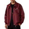thumbnail image 3 of YFNNUP Mens Military Jacket Full Zip and Zipper Safari Field Jacket Multi Pocket Cargo Outdoor Coat Red,XXXXL, 3 of 7
