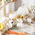thumbnail image 6 of 7 Pcs Fake Glitter Pumpkins Fall Artificial Pumpkins for Decoration Different Sizes, Halloween Thanksgiving Autumn Harvest DIY Foam Pumpkin Indoor Outdoor Home Decor, White, 6 of 6