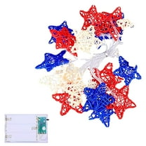 Utoimkio 4th of July Decorations Red White Blue Stars String Lights,4.92Ft 10 LED Battery Operated Patriotic LED Star Fairy Lights for Independence Day Patriotic Decorations Party Supplies