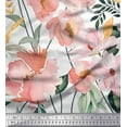 thumbnail image 2 of Soimoi White Rayon Fabric Leaves & Magnolia Floral Print Fabric by the Yard 42 Inch Wide, 2 of 3
