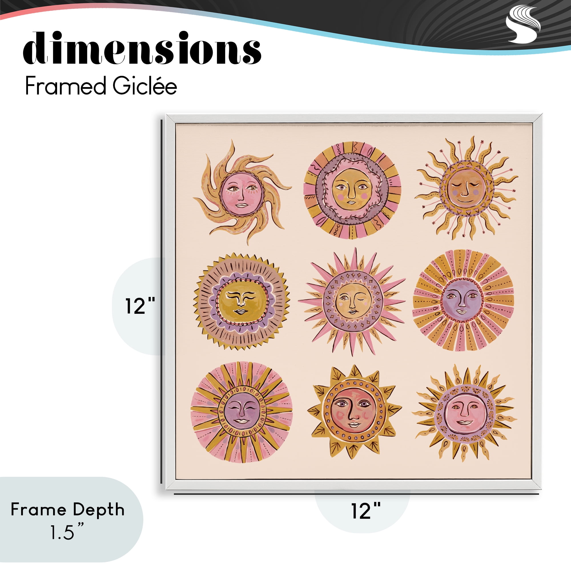 Stupell Industries Boho Solar Faces White Framed Giclee Art, design by Two If By Sea Studios