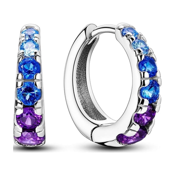 MULA European 925 Sterling Silver Night Sky Hoop Earrings, Sparkling AAA CZ Women's Jewelry Birthday Gift for Her
