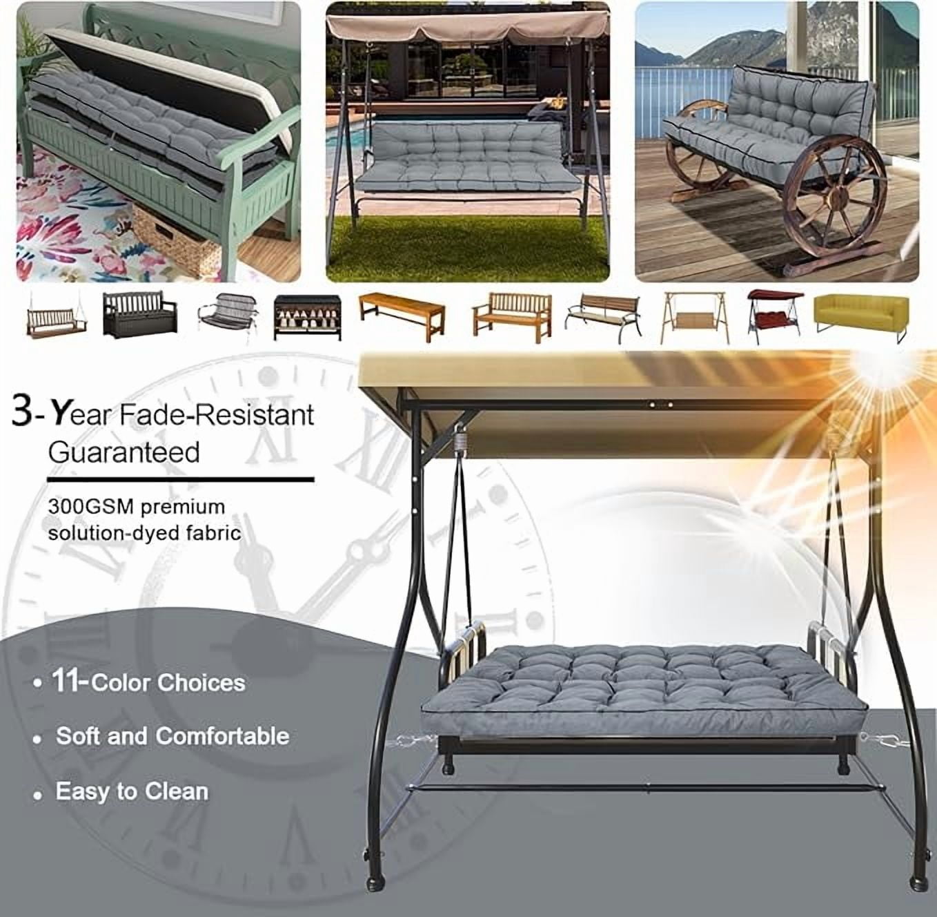 YLLN Porch Swing Cushions, Patio Furniture Cushions With 4" Thicken Backrest, Waterproof & Machine Washable, with Ties, Bench Cushions For Outdoor Furniture（40"x70"Dark Gray）