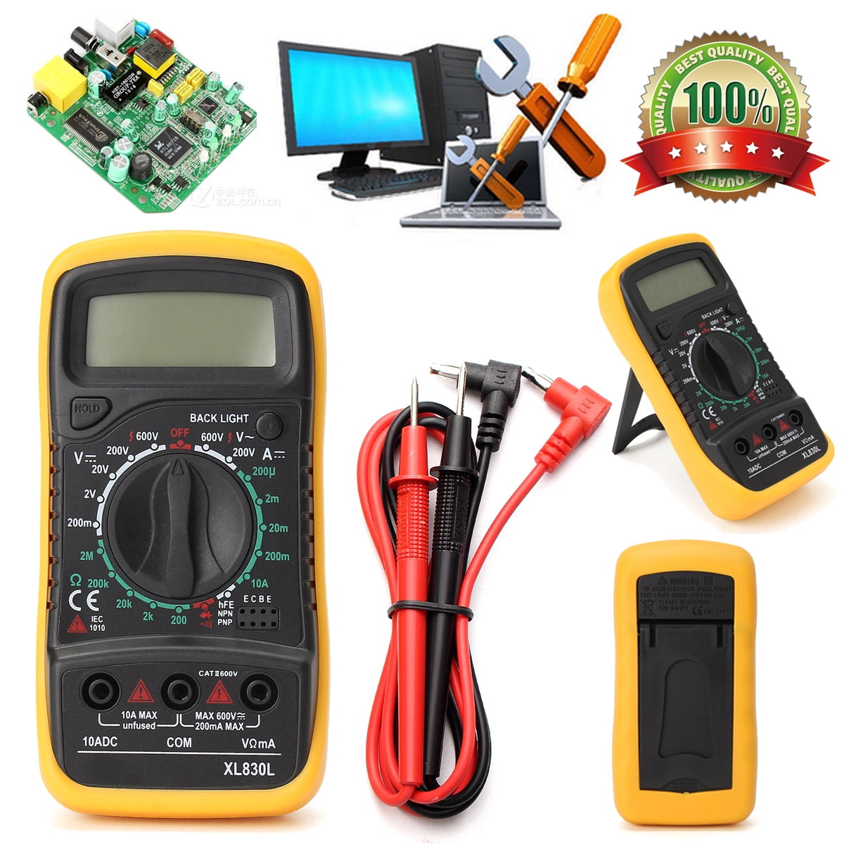 Digital Multimeter with LCD Display Voltmeter AC DC OHM Current Circuit Tester 