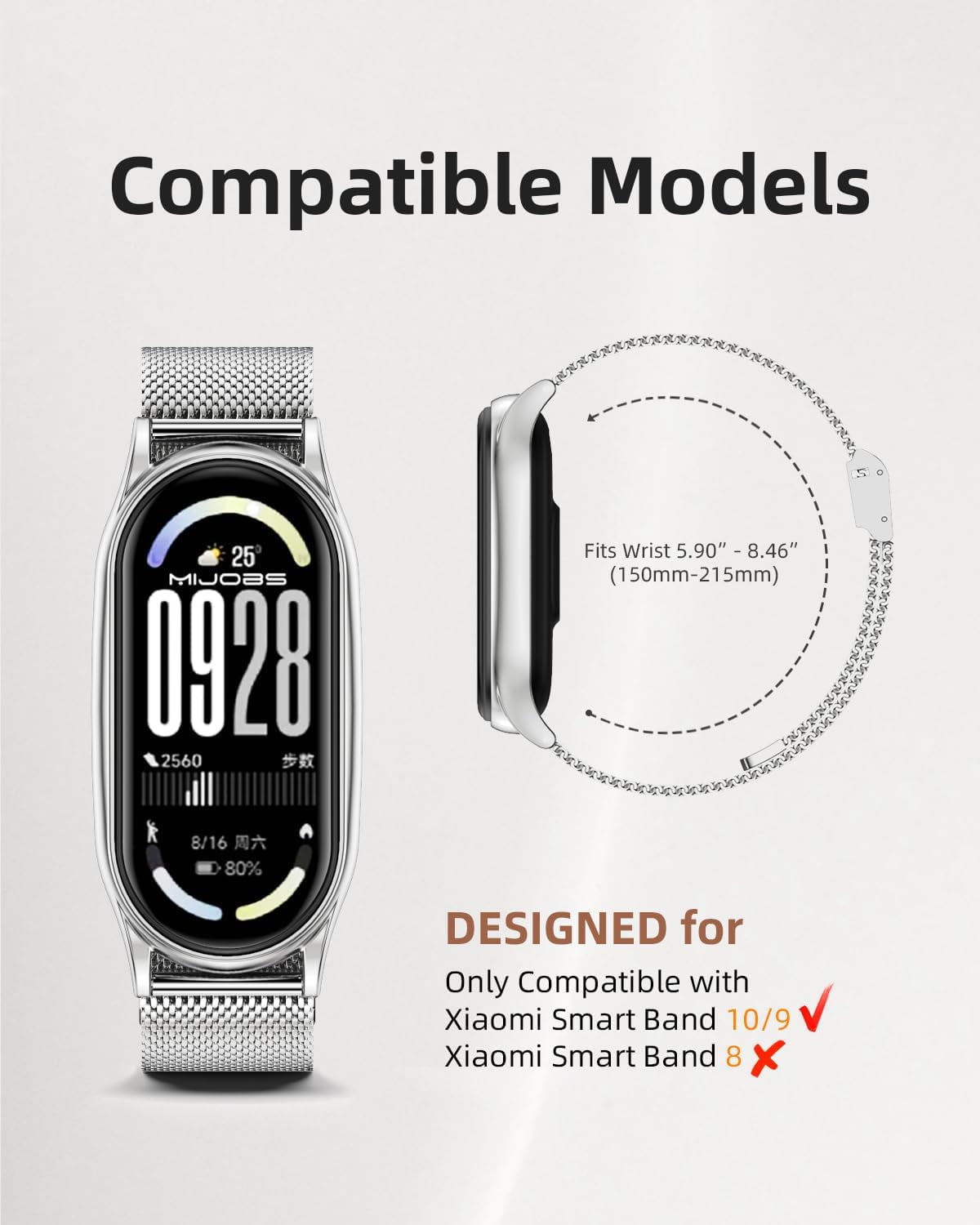 CRKMGS-Strap for Xiaomi Mi Band 10/9 Breathable Replacement Strap for Mi Fit Band 9 SmartWatch Straps Wristband Bracelet for Women Men