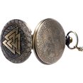 thumbnail image 3 of Reloj de bolsillo de cuarzo de bronce nórdico blanco triangular de regalo vintage para hombre, 3 of 4