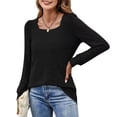 thumbnail image 1 of Camisetas de manga larga, camiseta de cuello cuadrado para mujer, camiseta de color puro con cuello cuadrado, camiseta de cuello cuadrado, rendimiento inigualable, 1 of 7