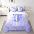 thumbnail image 2 of jejeloiu Monogrammed J Letter 7 Pieces Bedding Comforter Set,Kawaii Bowtie Bow Full Bedding Set For Bowknot Girl Reversible, 2 of 8