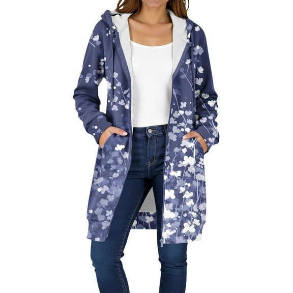 PFRNLF WoMens Zip Up Hoodies Long Sleeve Long Tunic Sweatshirts Oversized Fleece Casual Fall Jacket Coat