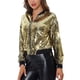 thumbnail image 4 of Chaqueta bomber de mujer con lentejuelas INSPIRE CHIC, cierre de cremallera, bolsillos ocultos, color dorado, 4 of 6