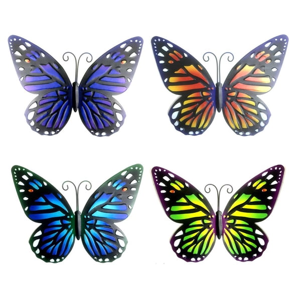 Metal Mariposa Decoración Metal Pared Arte Colgante Mariposa Escultura Para Dormitorio Sala De Estar Oficina Jardín 4 Uds matsuzay HA035707-00