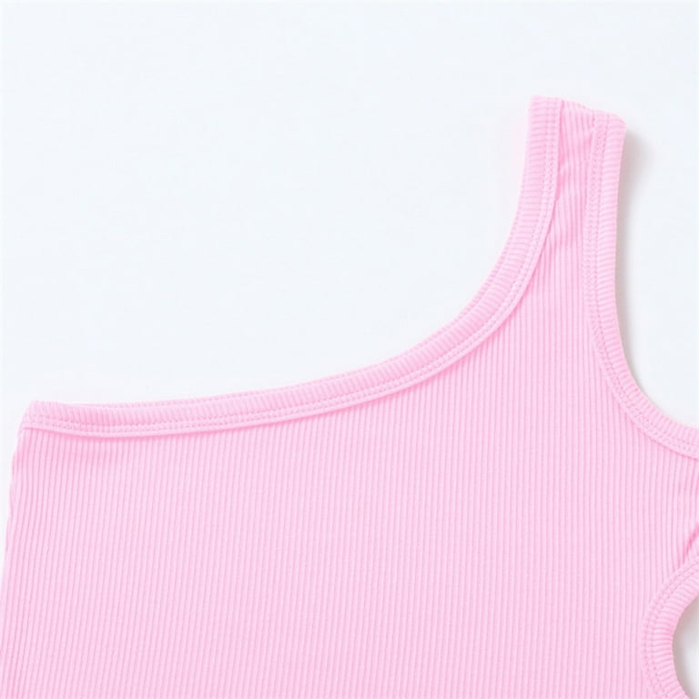 Toddler Kids Girls Dance Kids T Shirt Tank Top one Shoulder