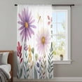 thumbnail image 4 of Purple Flowers Blossom Sheer Curtains 72 Inches Long, Spring Pastoral Garden Wildflowers Light Filering Curtains, Breathable Simi Curtain Privacy Drapes for Living Room Bedroom Window Treatment, 4 of 9