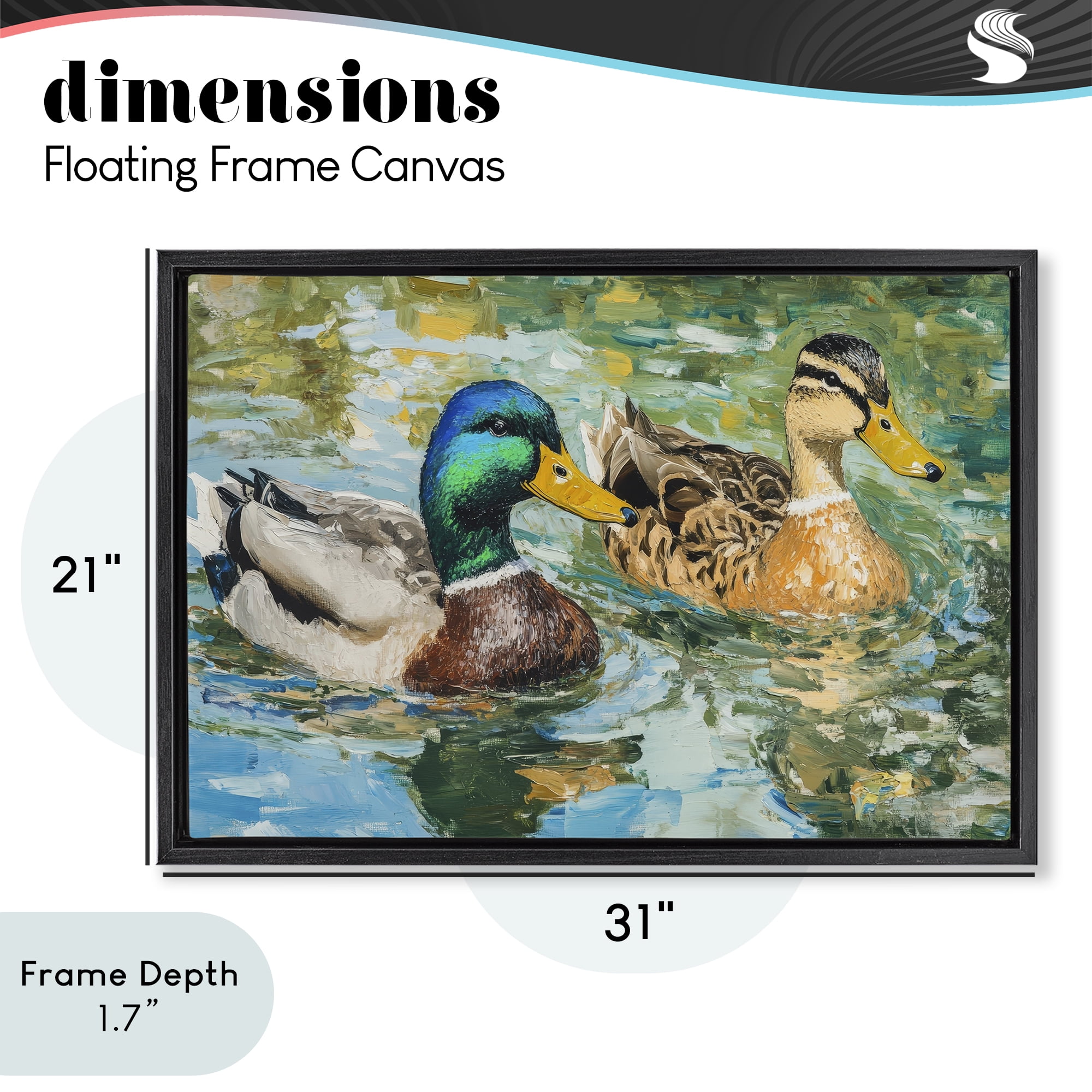 Stupell Industries Ducks Out For A Swim Black Framed Floater Canvas Wall Art, design by Petal Prints Design